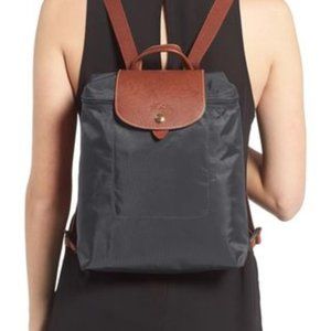 Longchamp, ‘Le Pliage' Backpack, Gunmetal Gray